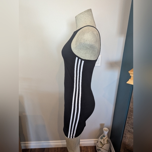 Adidas Originals Lifestyle Mini Black Dress 3 stripe, Cotton Elastane Size S - Picture 3 of 13